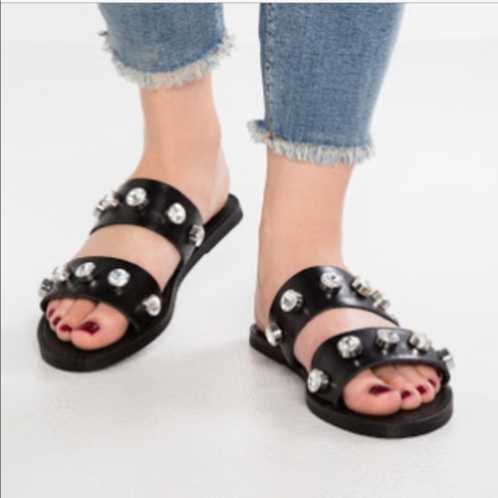 Steve Madden Jessy Black Embellished Slide Sandal